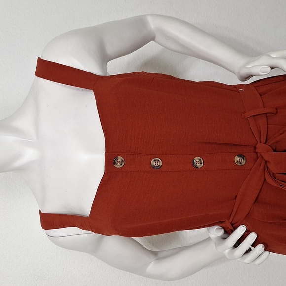 As U Wish "NEW" Juniors' Rust Boho Belted Cargo Jumpsuit Overalls Size L - Picture 2 of 14